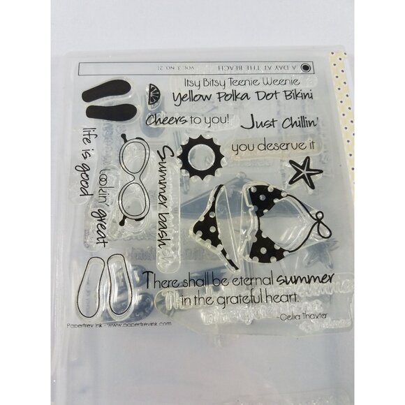 Stampin’ Up Lot Of 5 Stamp Sets Unmounted Day at the Beach Trajan Chevron Merry - Picture 7 of 16